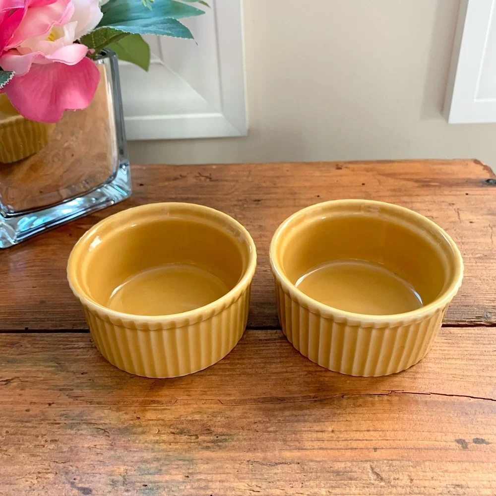 Apilco France SET of 2 Ramekins in Mustard Yellow
